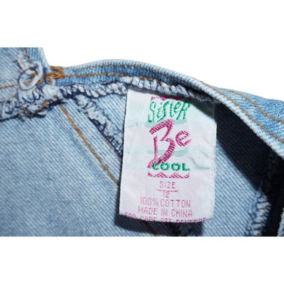 Vintage 90s Be Sister “Be Cool” Bedazzled Denim Overalls – Youth Size 12 - Picture 5 of 6